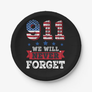 Vector 911 we will never forget t shirt paper plate