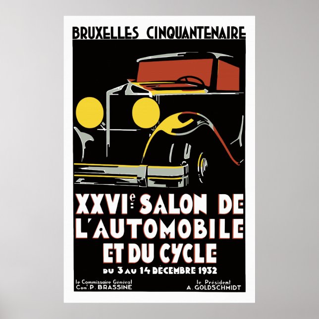 Vector art deco Brussels 1930s auto salon Poster (Front)
