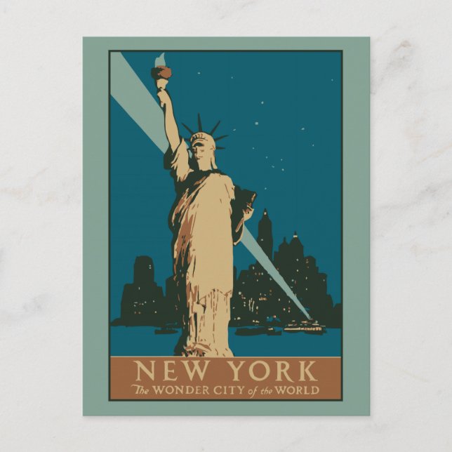 Vector Art Deco New York Wonder City Postcard (Front)
