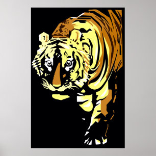 Vector art deco tiger poster