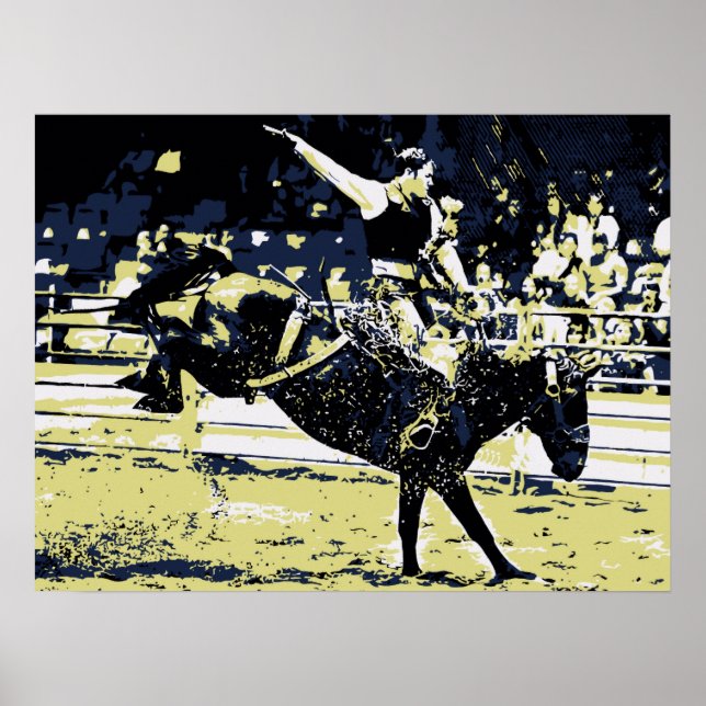 Vector art, Rodeo cowboy bucking bronco Poster (Front)