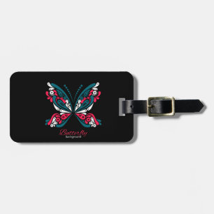 Vector background with beautiful butterfly. tattoo luggage tag