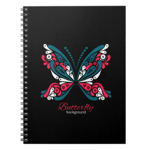 Vector background with beautiful butterfly. tattoo notebook