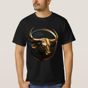 "Vector Bull: Black & Gold Logo" Print T-shirt