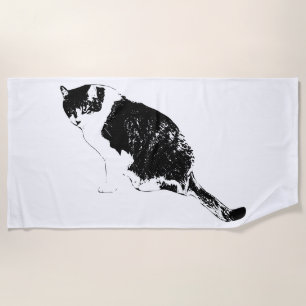 Vector Cat Beach Towel Sets Scene For Summer Calm