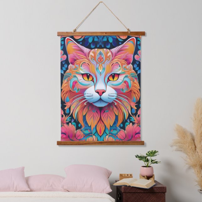 Vector Cat Wall Tapestry (Bedroom)