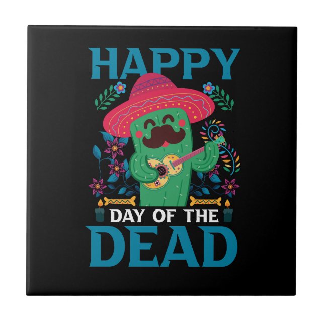 Vector dia de los muertos t-shirt design template tile (Front)