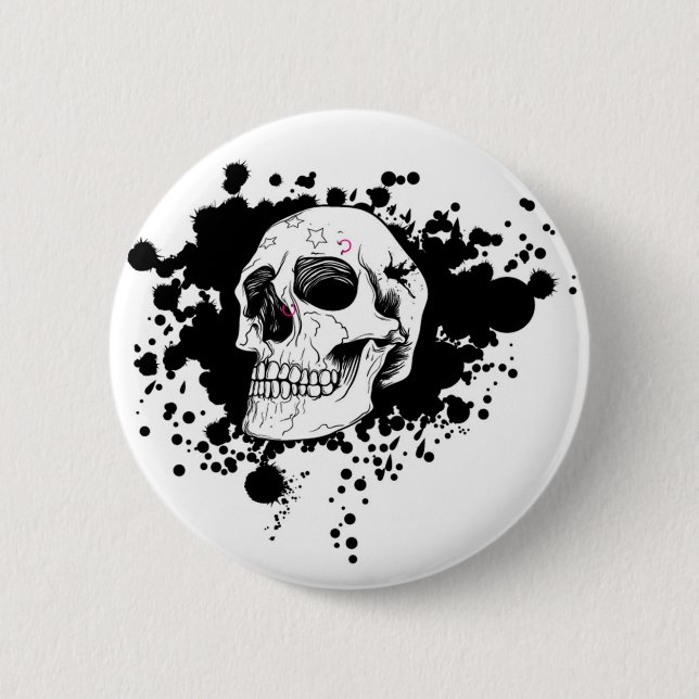 vector emo skull 2 inch round button (Front)