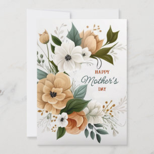 Vector Floral Wreath Mother's Day Custom Message Holiday Card