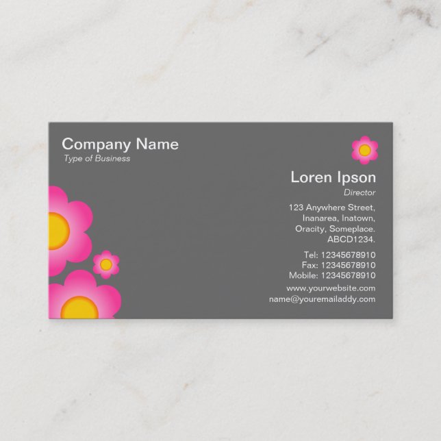Vector Flower - Grey Business Card (Front)