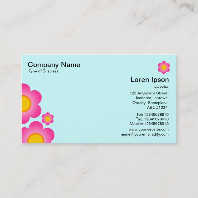 Vector Flower - Ice Blue Business Card (Front)