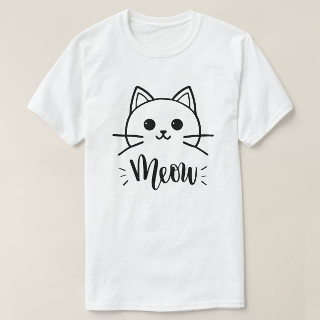 Vector funny cartoon cat. Print for t-shirt, Cat T-Shirt (Design Front)