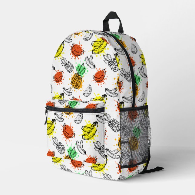 Vector Graphic Seamless Pattern Printed Backpack (Back Corner Right)