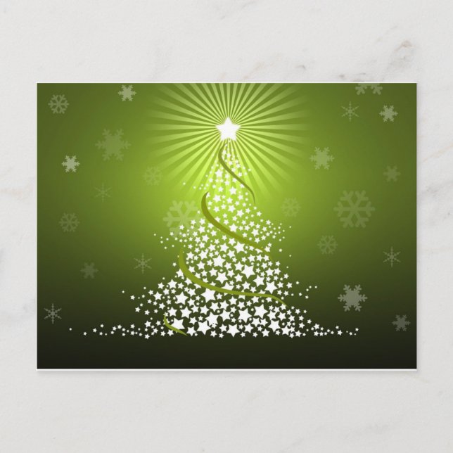 Vector Green Christmas Tree Holiday Postcard (Front)