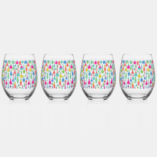 Vector hand drawn potion flasks and bottles seamle stemless wine glass