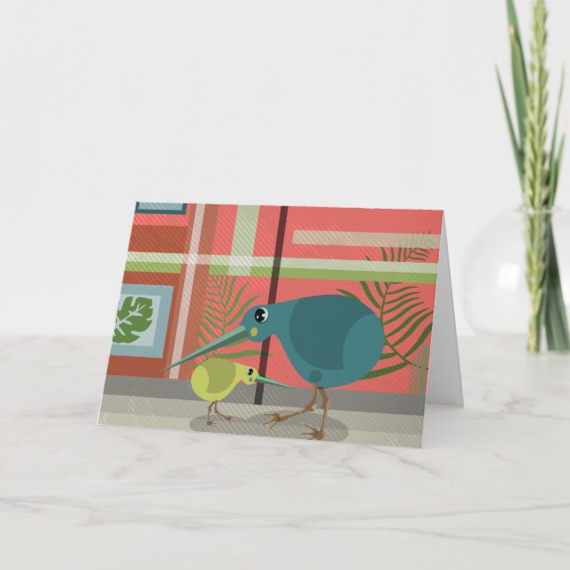 Vector Kiwi Bird Family Card (Front)