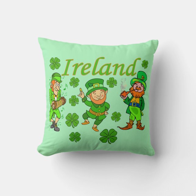 Vector - Leprechaun Clover  Ireland Throw Pillow (Front)