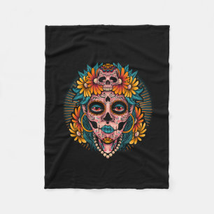 Vector muertos girl illustration of dia de los mue fleece blanket