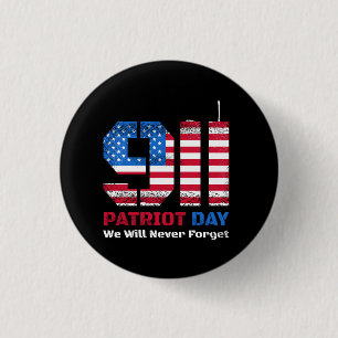 Vector patriot day design with american flag and n 1 inch round button