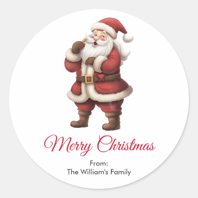 Vector Santa Claus Classic Round Sticker (Front)