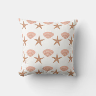 vector seamless pattern with sea stars and shells. throw pillow