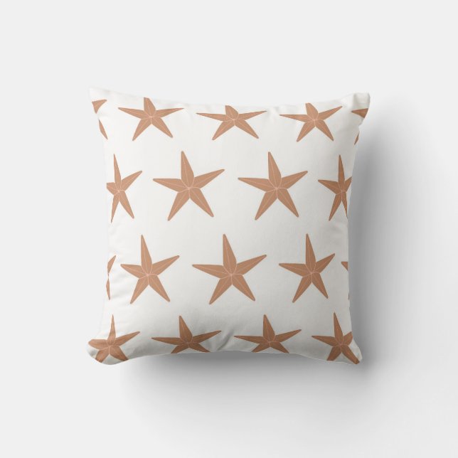 vector seamless pattern with sea stars on white ba throw pillow (Front)