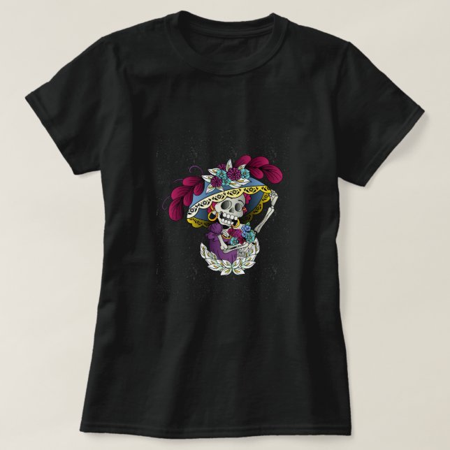 Vector skull mexican catrina T-Shirt (Design Front)