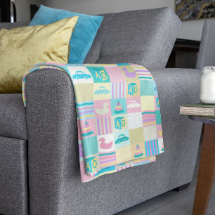 Vector Summer Pattern With Palms And Sea Fleece Blanket