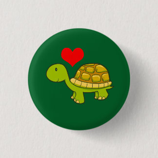 Vector tortoise with heart 1 inch round button