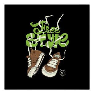 Vector vector freestyle illustration with sneakers poster