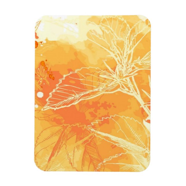Vector Watercolor Background & Tropical Flowers Magnet (Vertical)