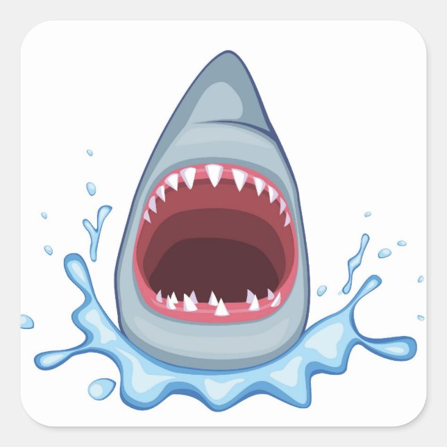 vectorstock_383155 Cartoon Shark Teeth hungry Square Sticker (Front)