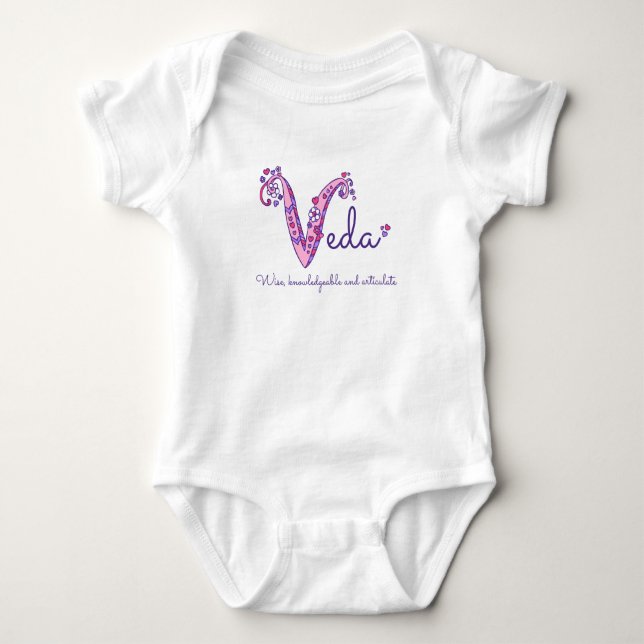 Veda girls name & meaning V monogram shirt (Front)