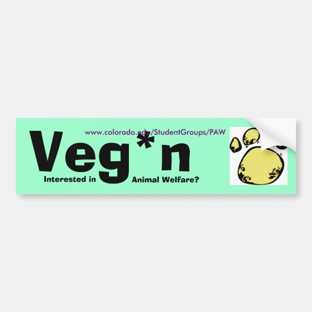 Veg*n Bumper Sticker w/border for ... - Customized (Front)