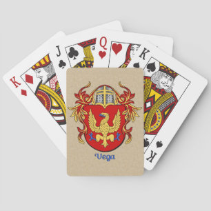 Vega Heraldic Shield with Mantling Playing Cards