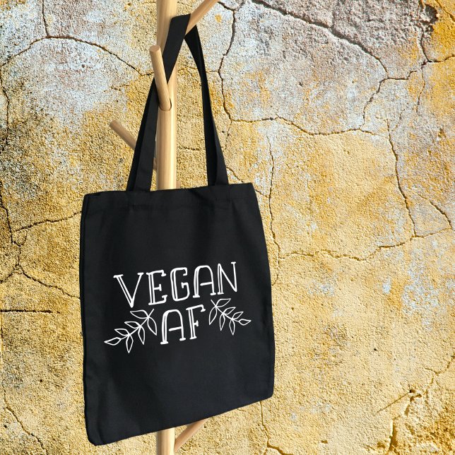 Vegan AF, Black and White Minimalist Tote Bag (Creator Uploaded)