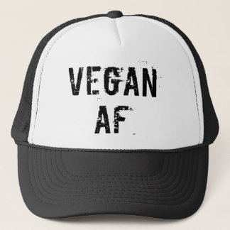 Vegan AF Funny Black Distressed Print Gym Trucker Hat