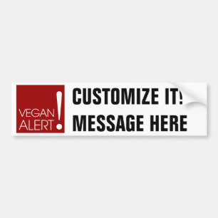Vegan Alert! Customizable Bumper Sticker