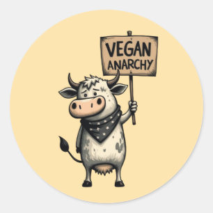 Vegan Anarchy – Rebel Cow Protest Classic Round Sticker