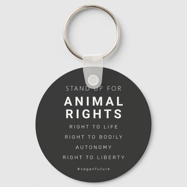 Vegan Animal Rights Minimal Typography Keychain (Front)