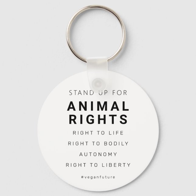 Vegan Animal Rights Minimal Typography  Keychain (Front)