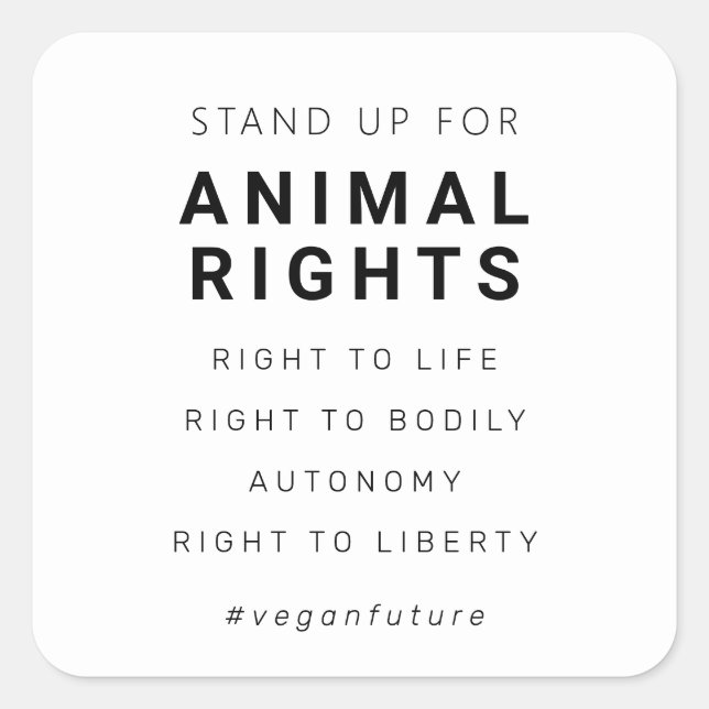 Vegan Animal Rights Minimal Typography Square Stic Square Sticker (Front)