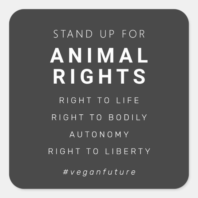 Vegan Animal Rights Minimal Typography Square Sticker (Front)