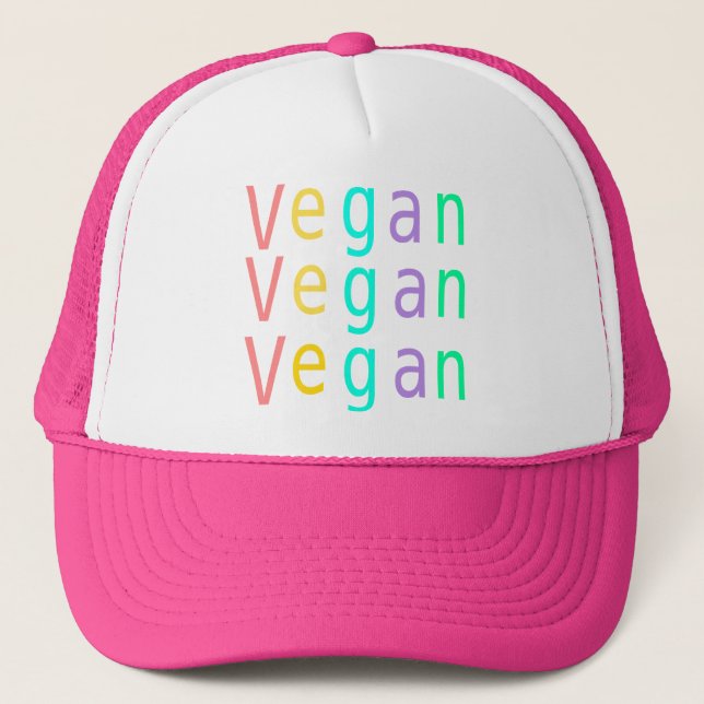 Vegan. animal rights. trucker hat. hot pink. trucker hat (Front)