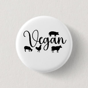Vegan animals 1 inch round button
