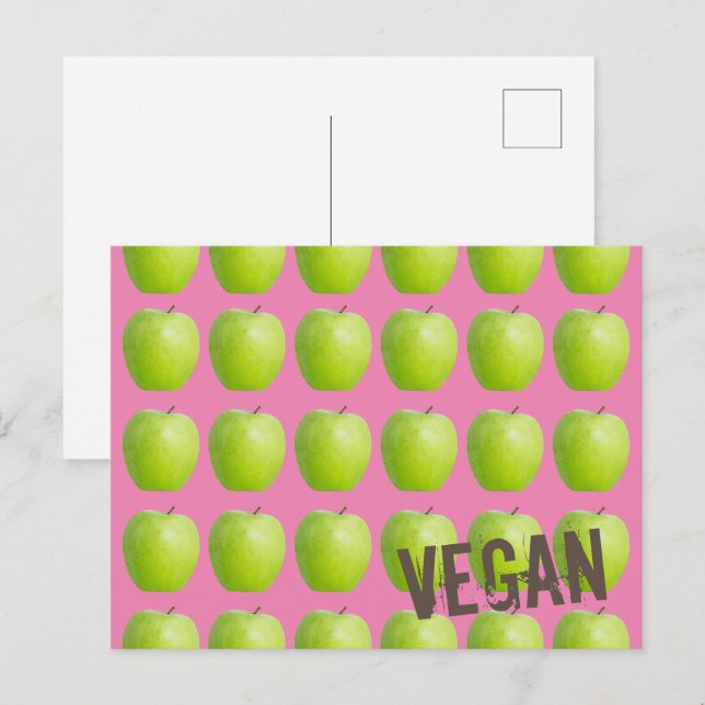Vegan Apple Pattern for Vegetarian Fruit lover Holiday Postcard (Front/Back)