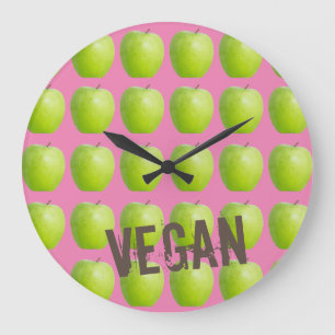 Vegan Apple Pattern for Vegetarian Fruit lover Large Clock