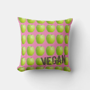 Vegan Apple Pattern for Vegetarian Fruit lover Throw Pillow