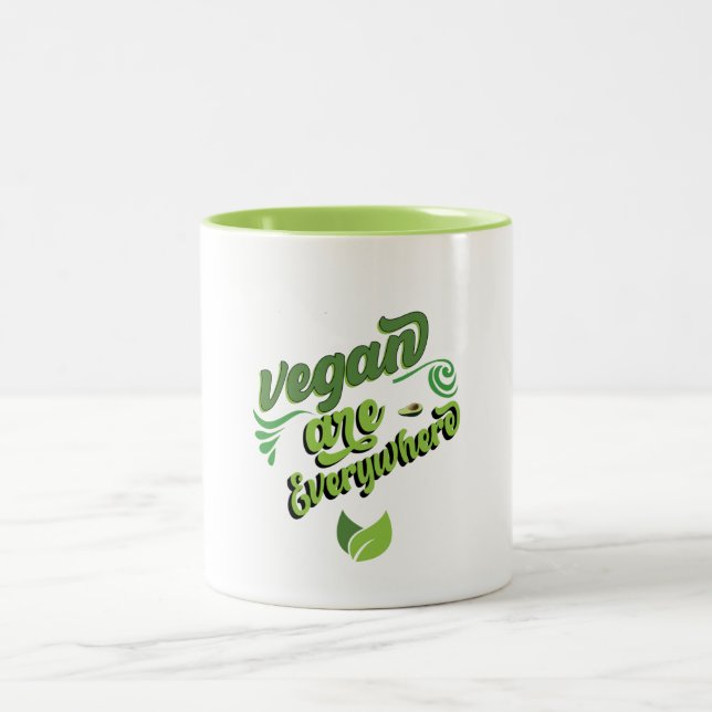 vegan-are-everywhere Two-Tone coffee mug (Center)