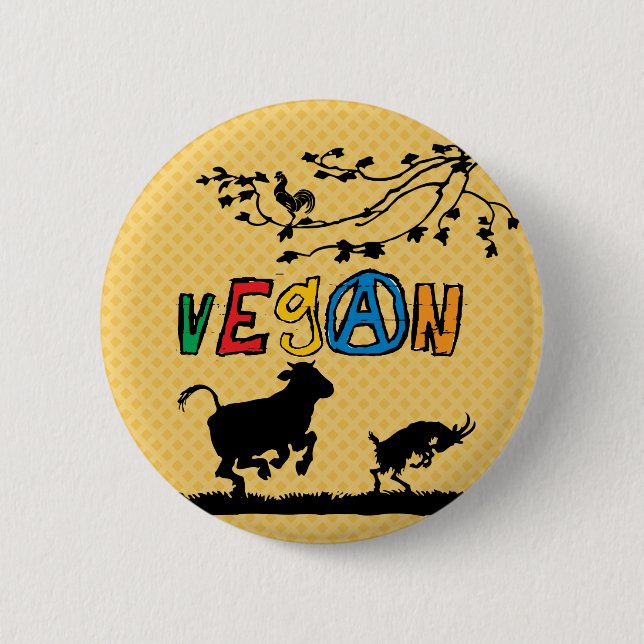 Vegan badge 2 inch round button (Front)